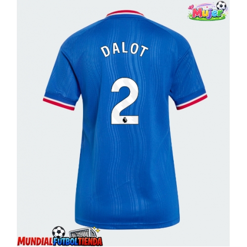 Camiseta Manchester United Diogo Dalot #2 Segunda Equipación Replica 2026-27 para mujer mangas cortas